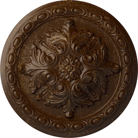 Ekena Millwork Acanthus Ceiling Medallion, Hand-Painted Root Beer Crackle, 11 3/8"OD x 2"P CM11ACRBC